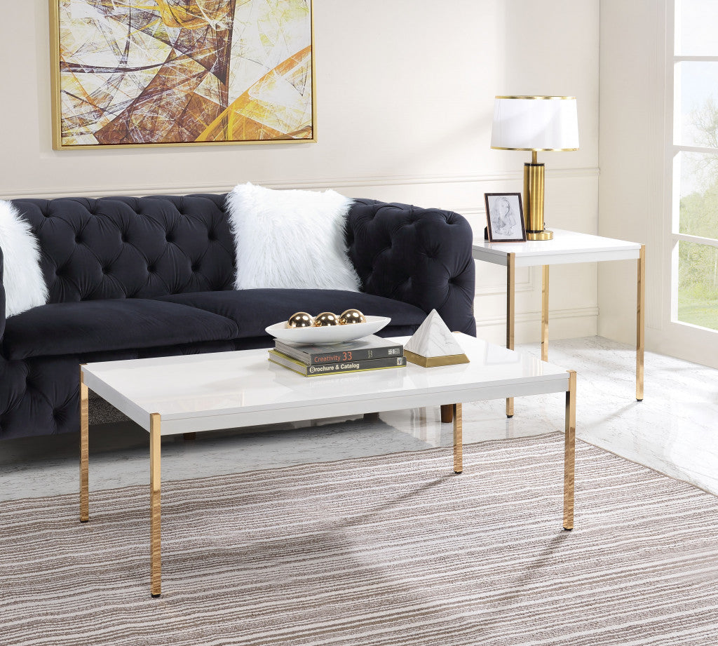 24" Gold And White Manufactured Wood Square End Table By Homeroots | End Tables | Modishstore