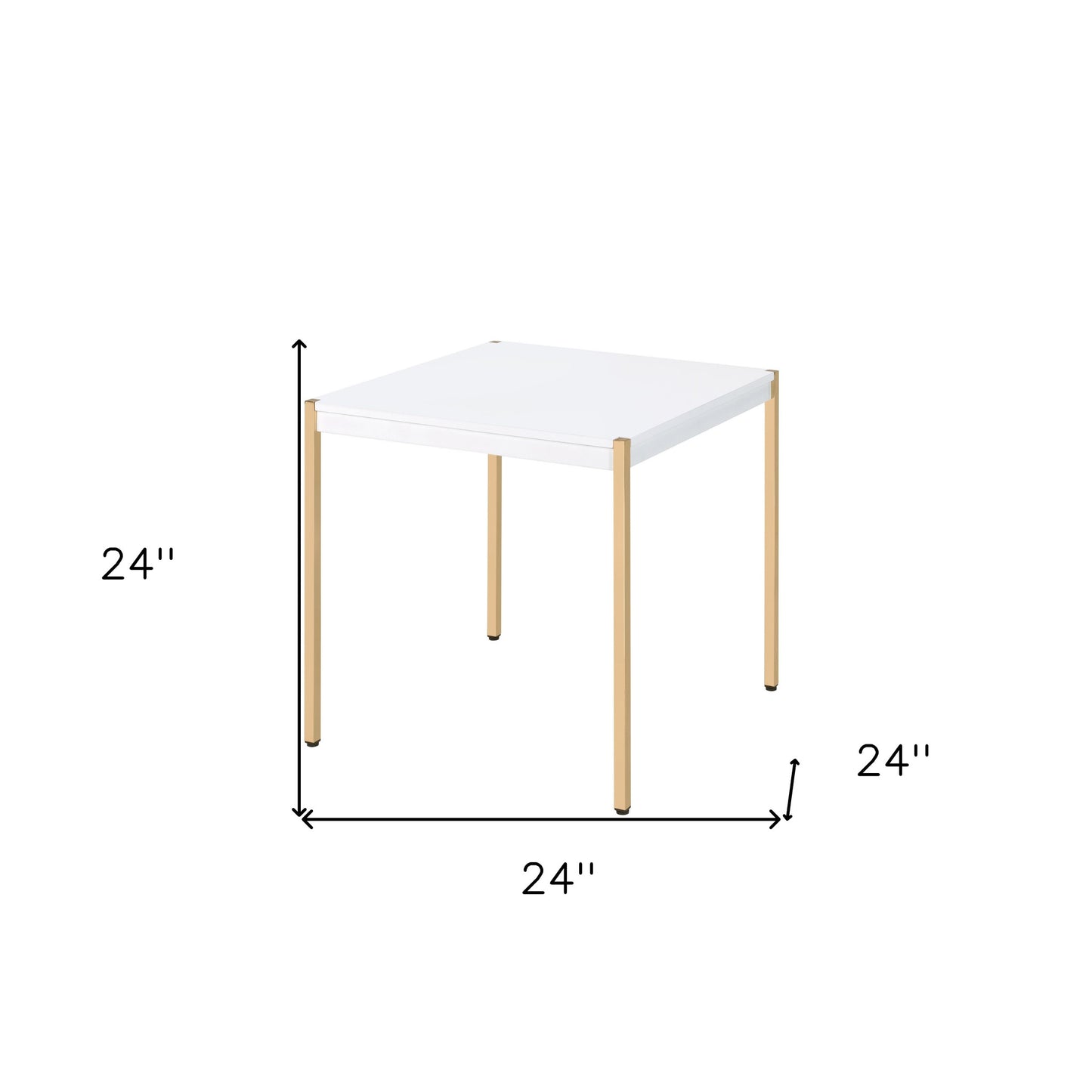 24" Gold And White Manufactured Wood Square End Table By Homeroots