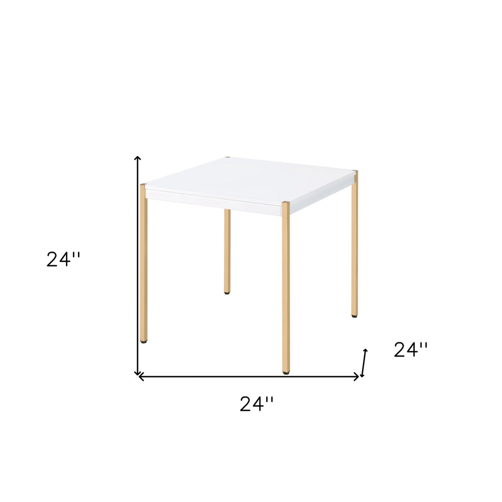 24" Gold And White Manufactured Wood Square End Table By Homeroots | End Tables | Modishstore - 6