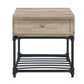 22" Sandy Black And Oak Manufactured Wood And Metal Square End Table With Drawer And Shelf By Homeroots | End Tables | Modishstore - 3