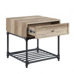 22" Sandy Black And Oak Manufactured Wood And Metal Square End Table With Drawer And Shelf By Homeroots | End Tables | Modishstore - 5