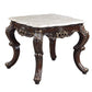 24" Antique Oak And Marble Marble And Resin Square End Table By Homeroots