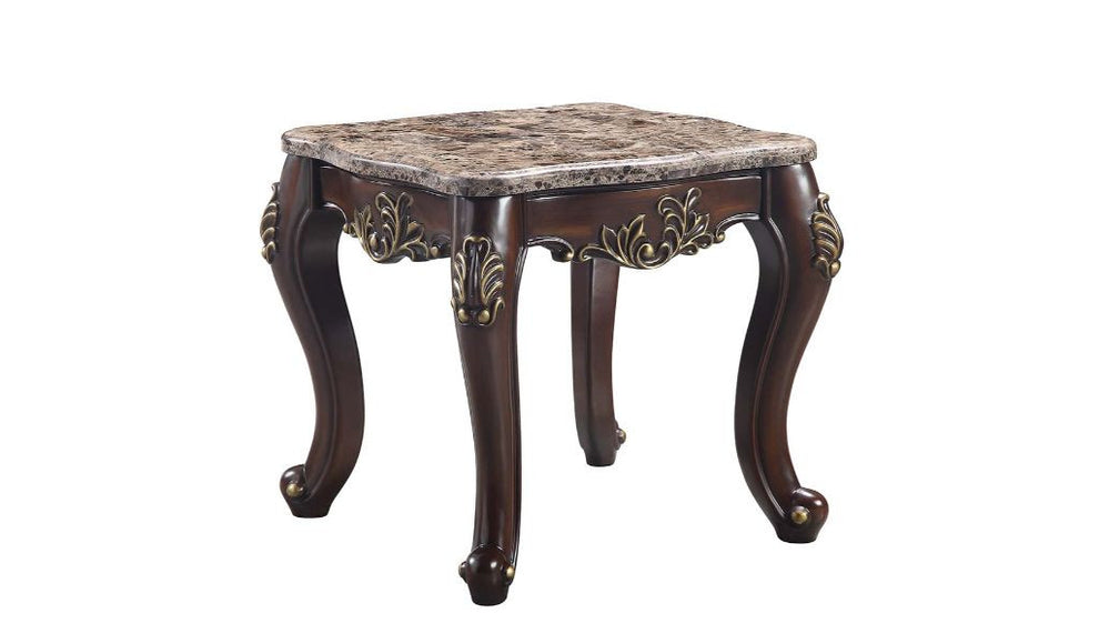 26" Cherry And Marble Marble And Solid Wood Square End Table By Homeroots | End Tables | Modishstore - 2