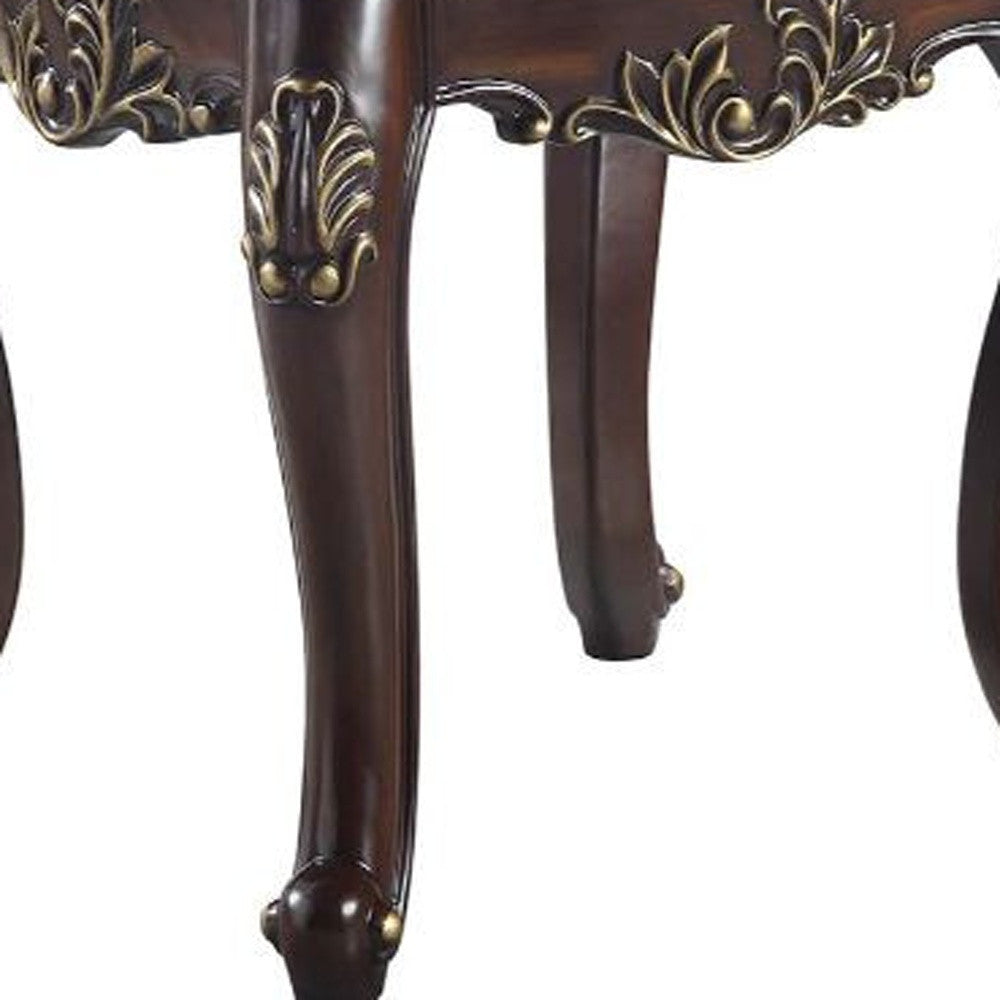 26" Cherry And Marble Marble And Solid Wood Square End Table By Homeroots | End Tables | Modishstore - 3