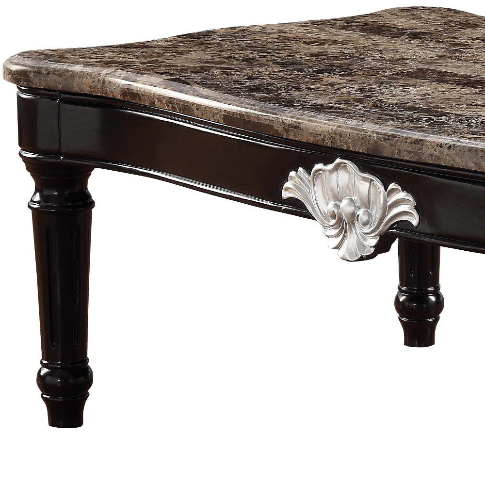 56" Black And Brown Faux Marble Rectangular Coffee Table By Homeroots | Coffee Tables | Modishstore - 4