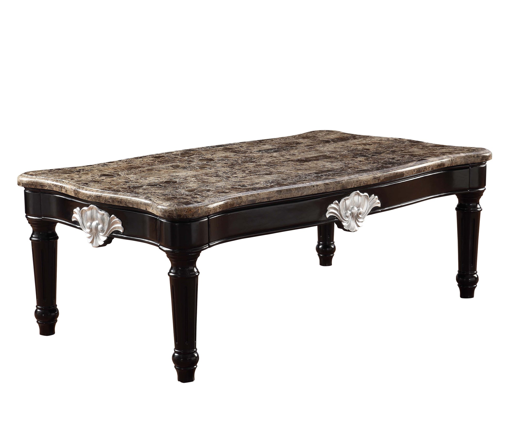 56" Black And Brown Faux Marble Rectangular Coffee Table By Homeroots | Coffee Tables | Modishstore - 2