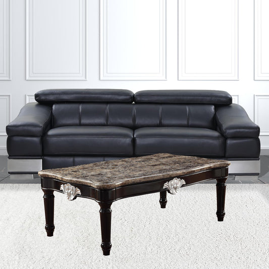 56" Black And Brown Faux Marble Rectangular Coffee Table By Homeroots | Coffee Tables | Modishstore
