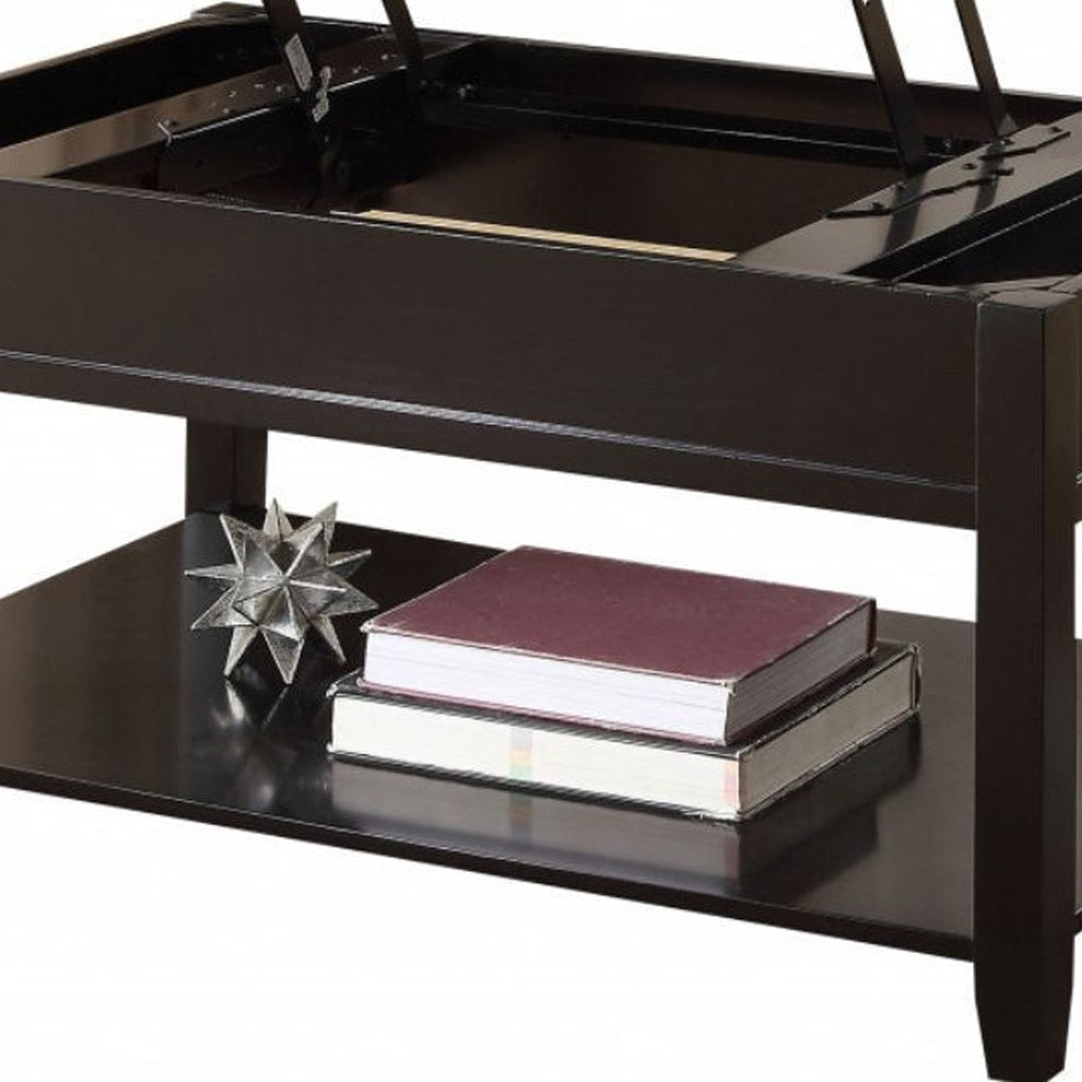 40" Black Manufactured Wood Lift Top Coffee Table With Storage By Homeroots | Coffee Tables | Modishstore - 6