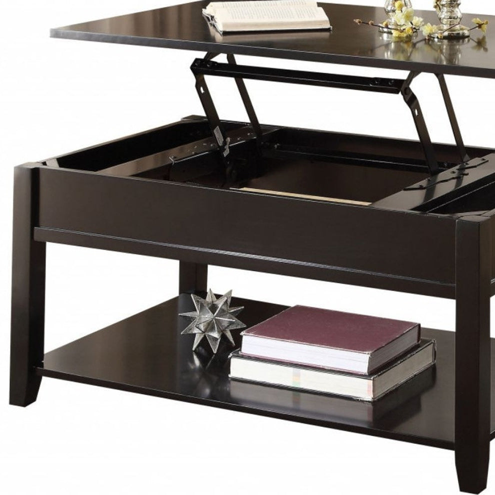 40" Black Manufactured Wood Lift Top Coffee Table With Storage By Homeroots | Coffee Tables | Modishstore - 7