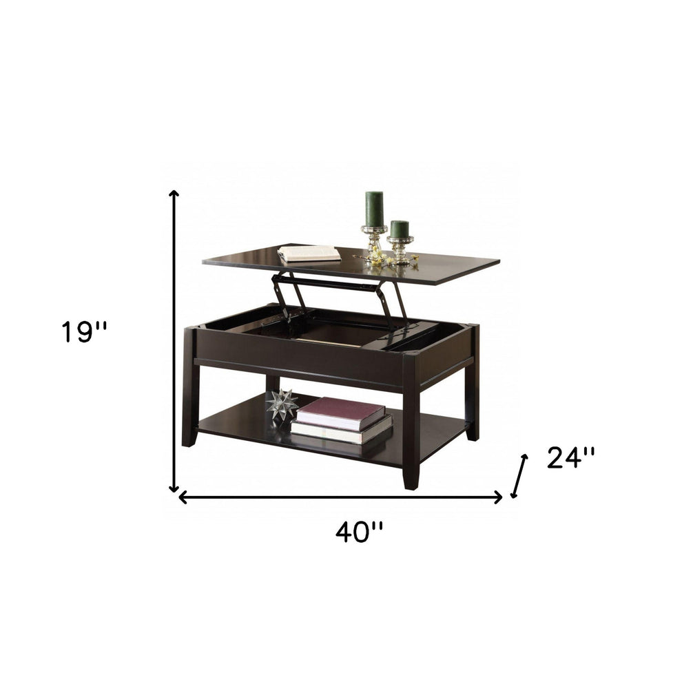 40" Black Manufactured Wood Lift Top Coffee Table With Storage By Homeroots | Coffee Tables | Modishstore - 8