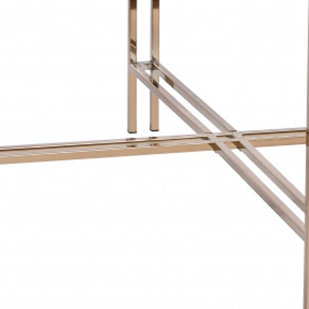 35" Champagne And Clear Glass Round Coffee Table By Homeroots | Coffee Tables | Modishstore - 5