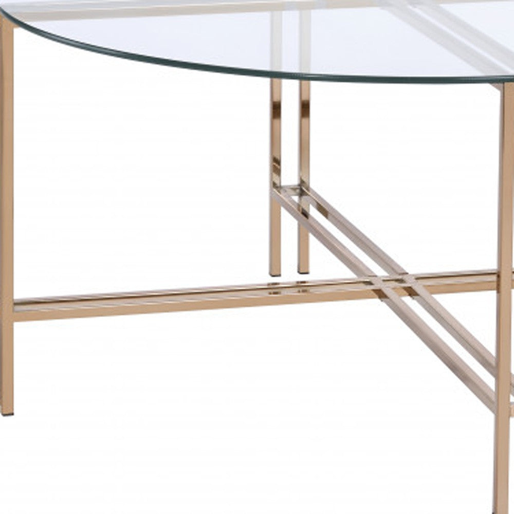 35" Champagne And Clear Glass Round Coffee Table By Homeroots | Coffee Tables | Modishstore - 6