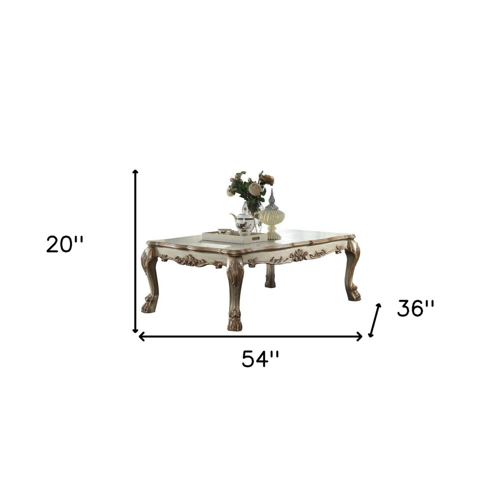 54" Bone And Gold Patina Manufactured Wood Rectangular Coffee Table By Homeroots | Coffee Tables | Modishstore - 6