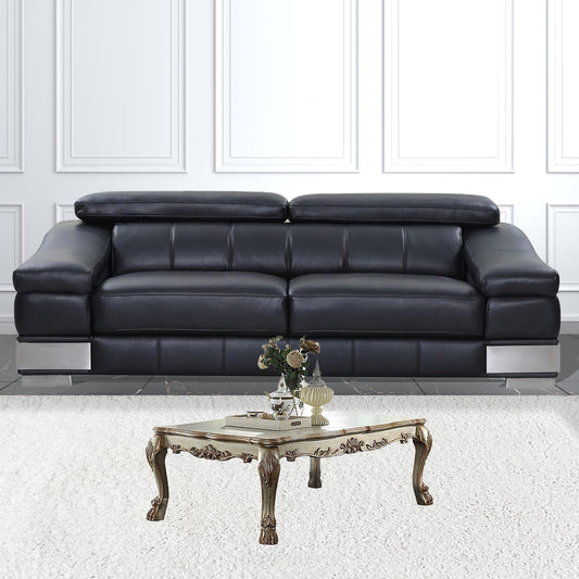 54" Bone And Gold Patina Manufactured Wood Rectangular Coffee Table By Homeroots | Coffee Tables | Modishstore