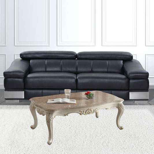 52" Pearl White And Marble Faux Marble Rectangular Coffee Table By Homeroots | Coffee Tables | Modishstore