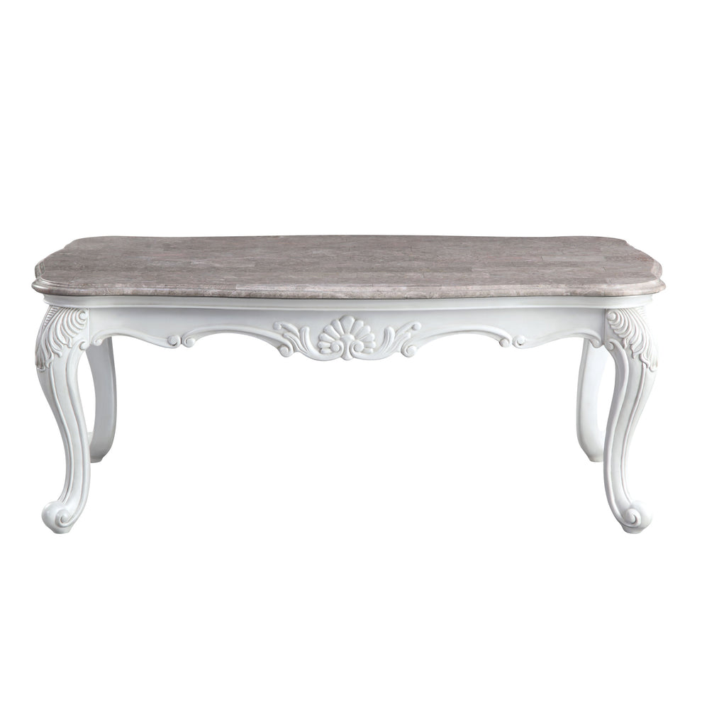 52" White And Marble Faux Marble Rectangular Coffee Table By Homeroots | Coffee Tables | Modishstore - 3