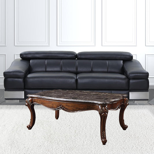 52" Marble And Cherry Faux Marble Rectangular Coffee Table By Homeroots | Coffee Tables | Modishstore