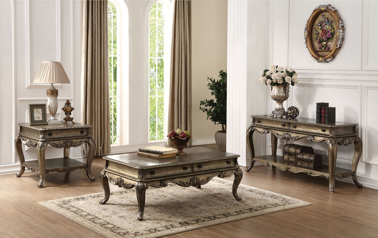 52" Vintage Oak Manufactured Wood Rectangular Coffee Table With Two Drawers By Homeroots | Coffee Tables | Modishstore - 4