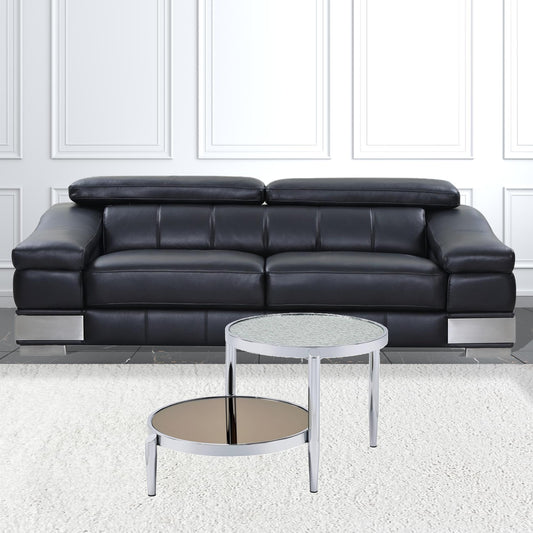 37" Chrome And Silver Mirrored Two Tier Round Mirrored Coffee Table By Homeroots | Coffee Tables | Modishstore
