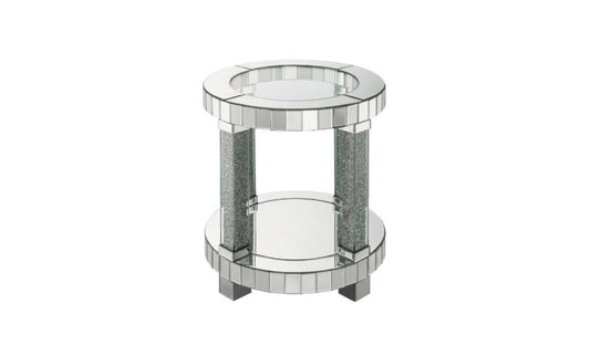 24" Clear Glass And Mirrored Round End Table With Shelf By Homeroots | End Tables | Modishstore