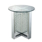 23" Clear Glass And Mirrored Round End Table With Drawer By Homeroots