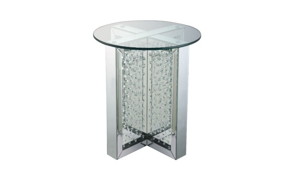 23" Clear Glass And Mirrored Round End Table With Drawer By Homeroots | End Tables | Modishstore