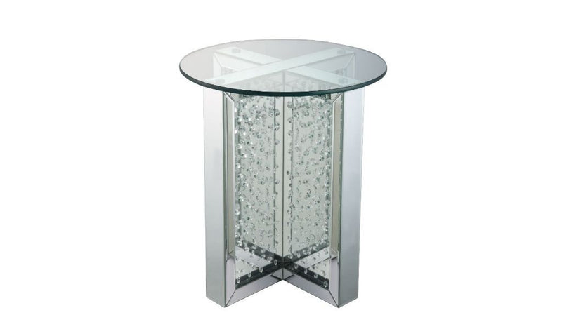 23" Clear Glass And Mirrored Round End Table With Drawer By Homeroots | End Tables | Modishstore