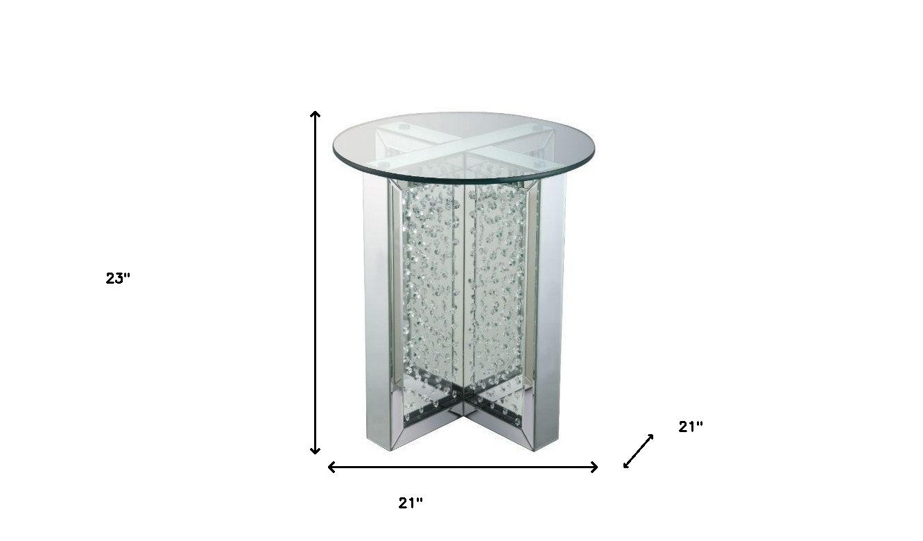 23" Clear Glass And Mirrored Round End Table With Drawer By Homeroots | End Tables | Modishstore - 5