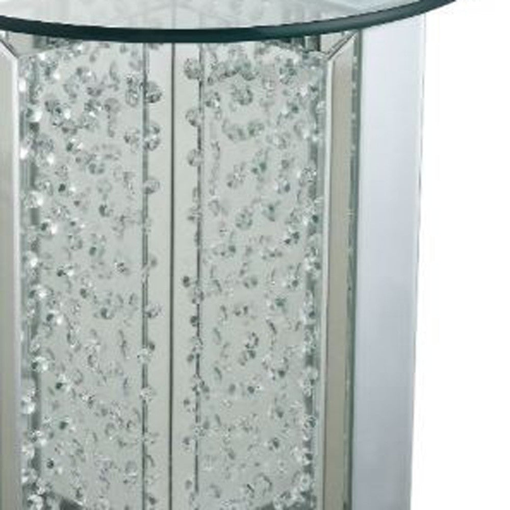 23" Clear Glass And Mirrored Round End Table With Drawer By Homeroots | End Tables | Modishstore - 3