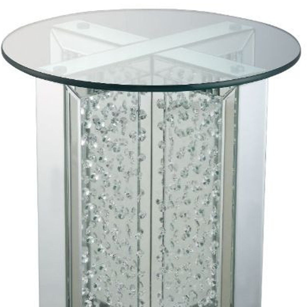 23" Clear Glass And Mirrored Round End Table With Drawer By Homeroots | End Tables | Modishstore - 4