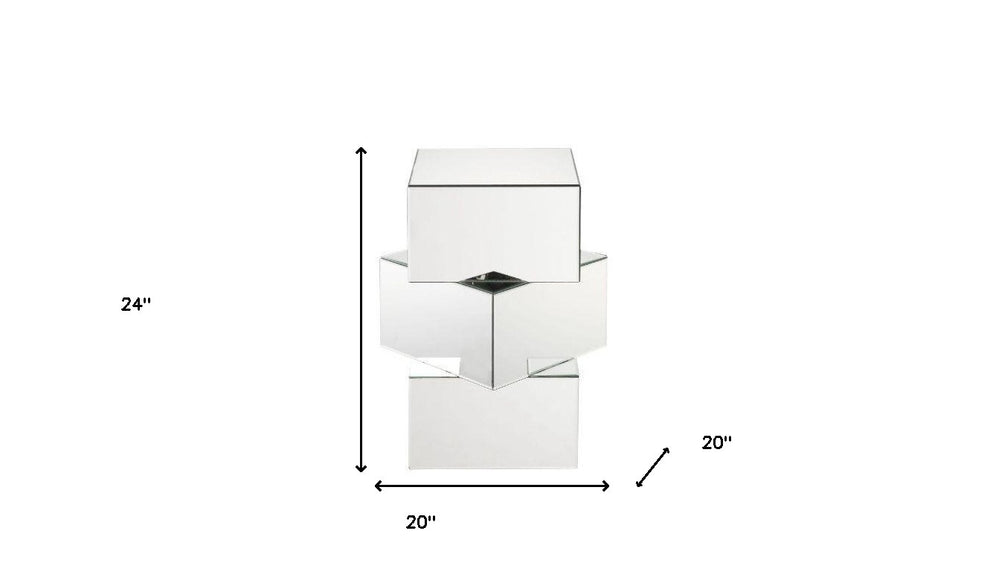 24" Mirrored Contemporary Stacking Square End Table By Homeroots | End Tables | Modishstore - 7