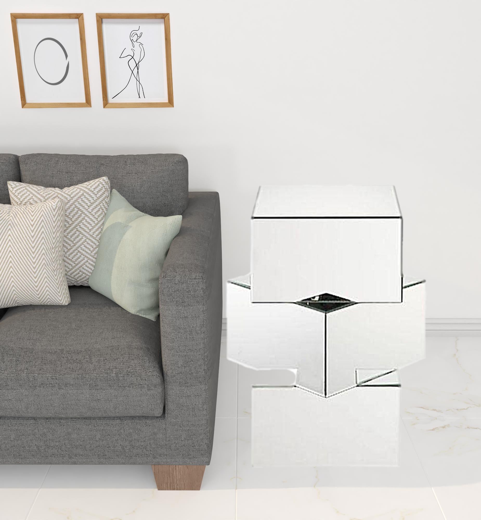 24" Mirrored Contemporary Stacking Square End Table By Homeroots | End Tables | Modishstore - 4