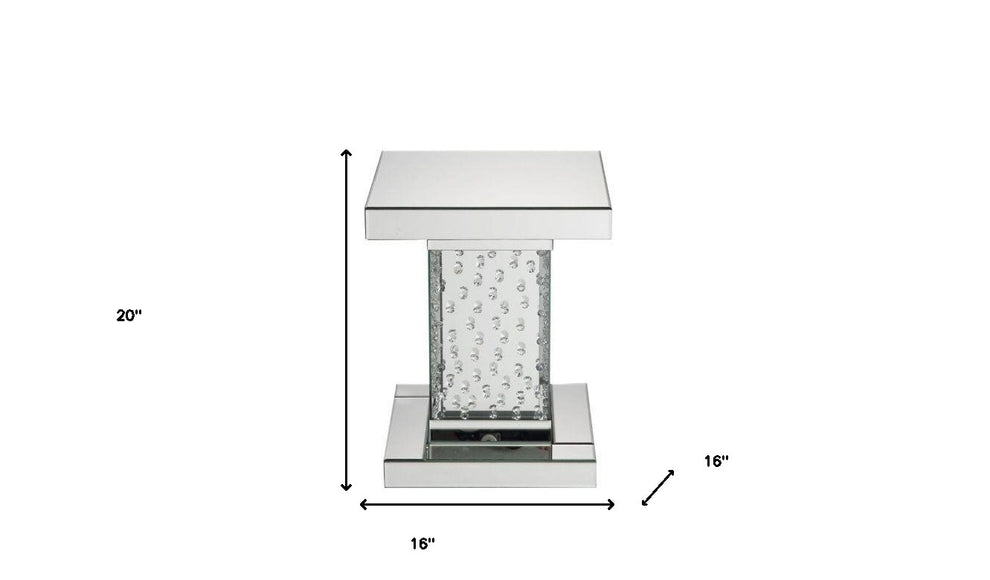 20" Mirrored Mirrored And Manufactured Wood Square End Table By Homeroots | End Tables | Modishstore - 7