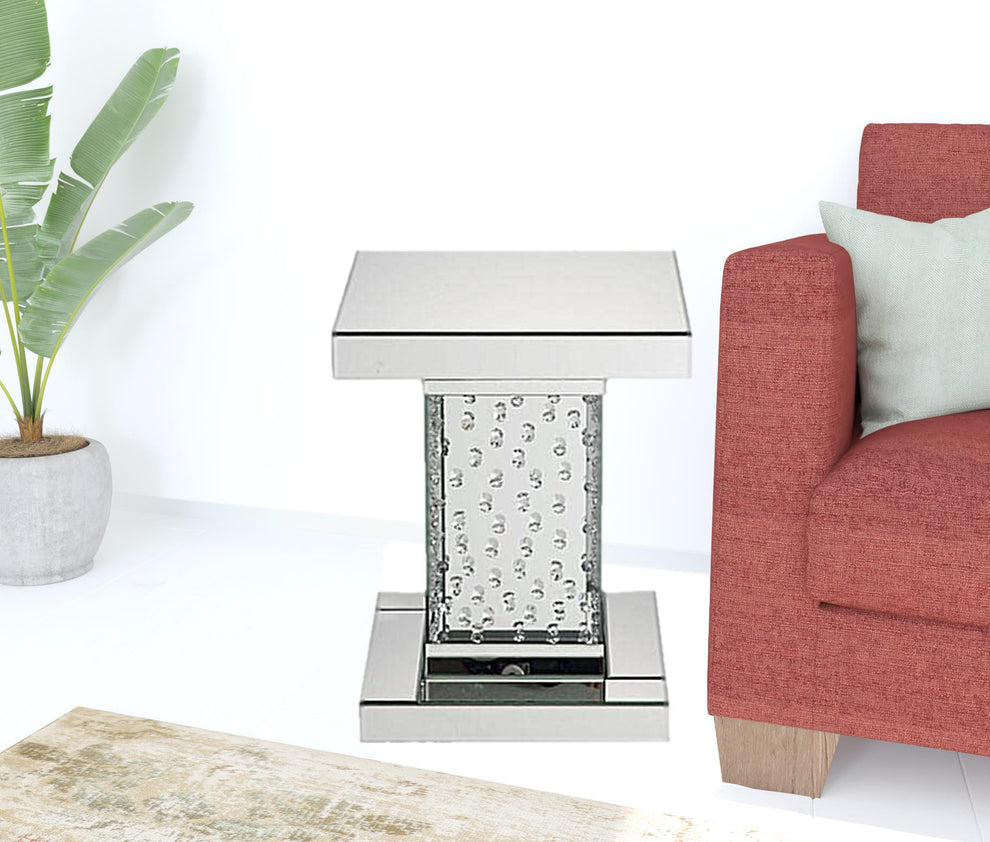 20" Mirrored Mirrored And Manufactured Wood Square End Table By Homeroots | End Tables | Modishstore - 4