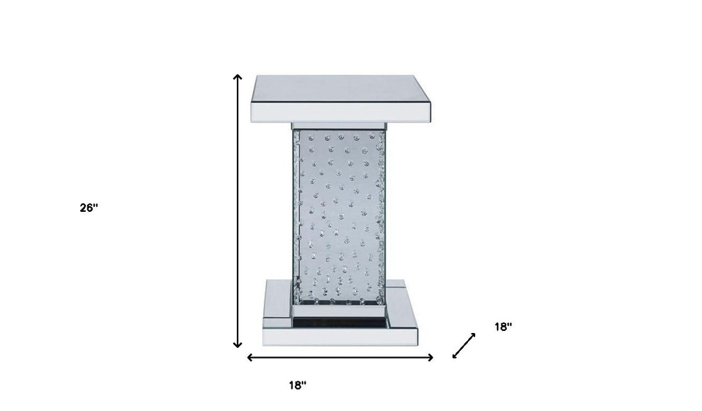 26" Silver Glass And Manufactured Wood Square Mirrored End Table By Homeroots | End Tables | Modishstore - 6