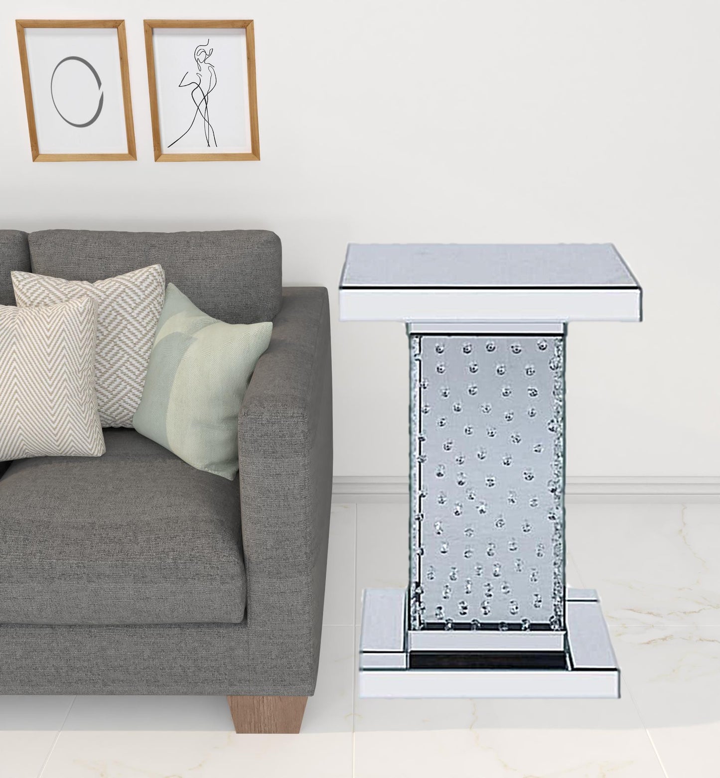 26" Silver Glass And Manufactured Wood Square Mirrored End Table By Homeroots | End Tables | Modishstore - 3