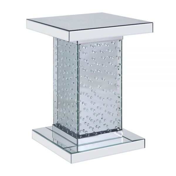 26" Silver Glass And Manufactured Wood Square Mirrored End Table By Homeroots | End Tables | Modishstore - 2