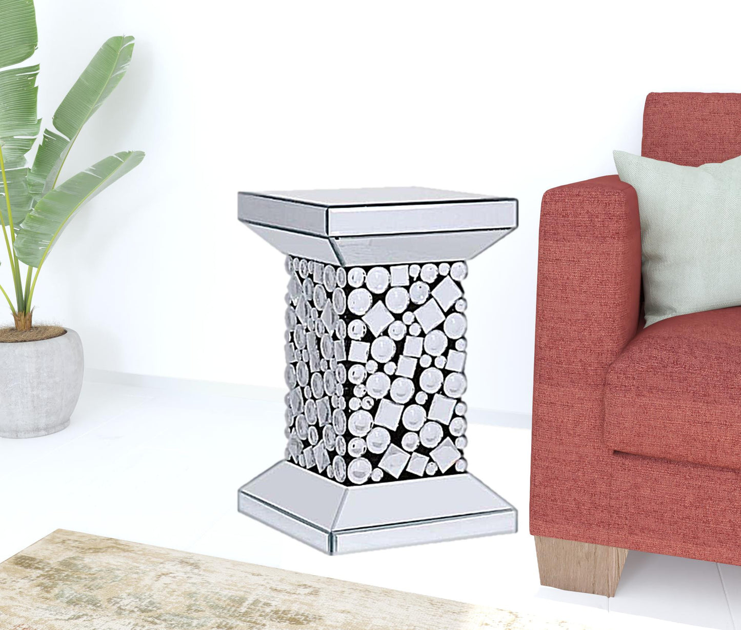 20" Silver Glass And Manufactured Wood Square Mirrored End Table By Homeroots | End Tables | Modishstore - 2