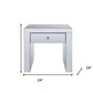 23" Silver Glass And Manufactured Wood Square Mirrored End Table With Drawer By Homeroots | End Tables | Modishstore - 5