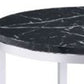 25" Chrome And Black Faux Marble And Metal Round End Table With Shelf By Homeroots | End Tables | Modishstore - 3