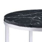 25" Chrome And Black Faux Marble And Metal Round End Table With Shelf By Homeroots | End Tables | Modishstore - 4