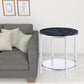 25" Chrome And Black Faux Marble And Metal Round End Table With Shelf By Homeroots | End Tables | Modishstore - 2