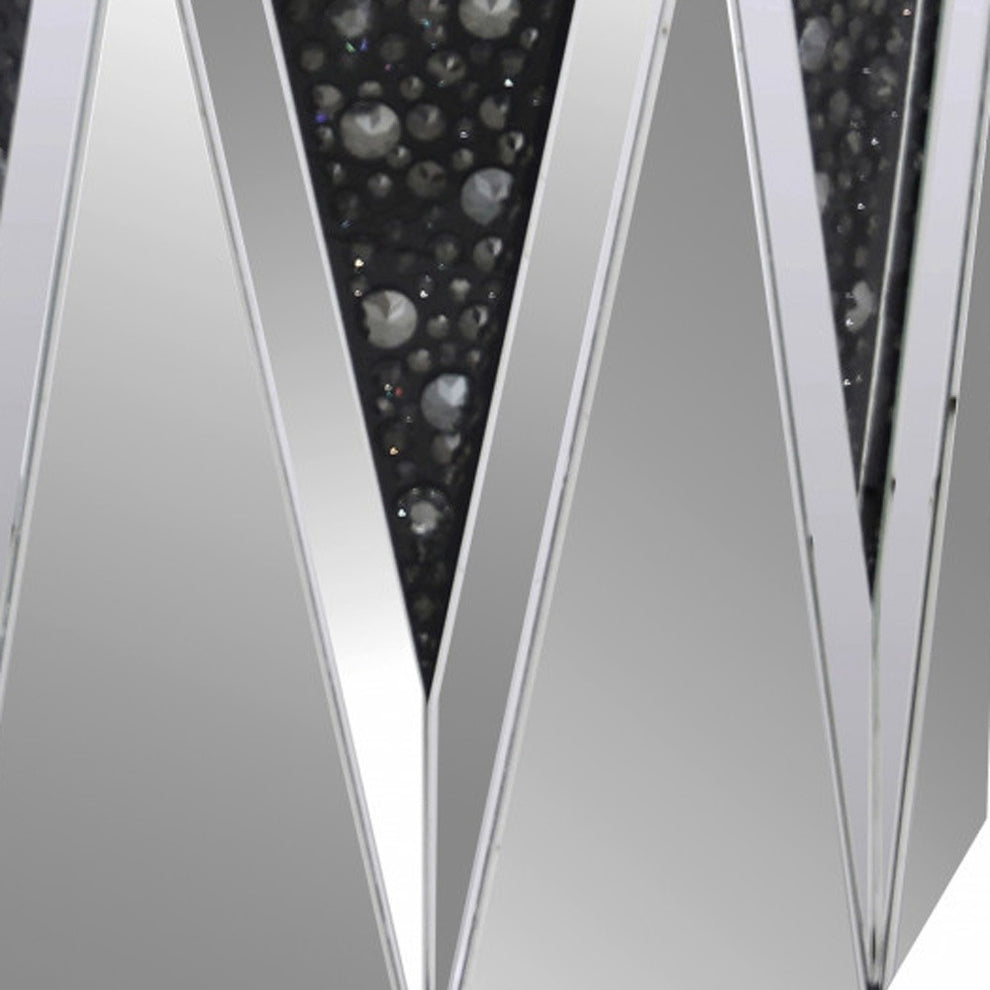 24" Silver And Faux Crystals Octagon Mirrored End Table By Homeroots | End Tables | Modishstore - 5