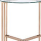 24" Champagne And Clear Glass And Metal Round End Table By Homeroots | End Tables | Modishstore - 3