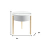 21" Natural Brown And White Manufactured Wood And Solid Wood Round End Table By Homeroots | End Tables | Modishstore - 5