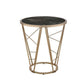 24" Champagne And Black Faux Marble Glass And Metal Round End Table By Homeroots | End Tables | Modishstore