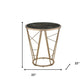24" Champagne And Black Faux Marble Glass And Metal Round End Table By Homeroots | End Tables | Modishstore - 5