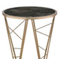 24" Champagne And Black Faux Marble Glass And Metal Round End Table By Homeroots | End Tables | Modishstore - 4