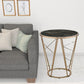 24" Champagne And Black Faux Marble Glass And Metal Round End Table By Homeroots | End Tables | Modishstore - 2