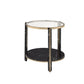 24" Champagne And Clear Glass And Metal Round End Table With Shelf By Homeroots | End Tables | Modishstore